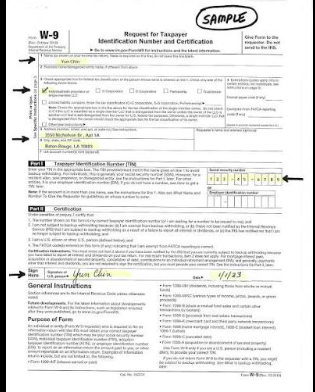 W-9 (sample) &mdash; on file for your records.