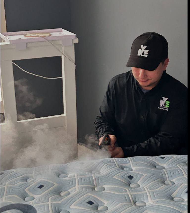 NYE technician applying a steam treatment during pest service