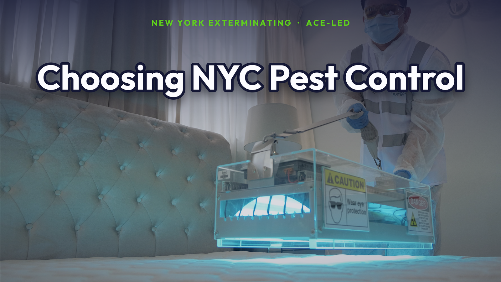 Choosing a NYC pest control company, a technician servicing a home, by New York Exterminating, ACE-led.
