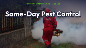 Same-day pest control in NYC — technician on site.