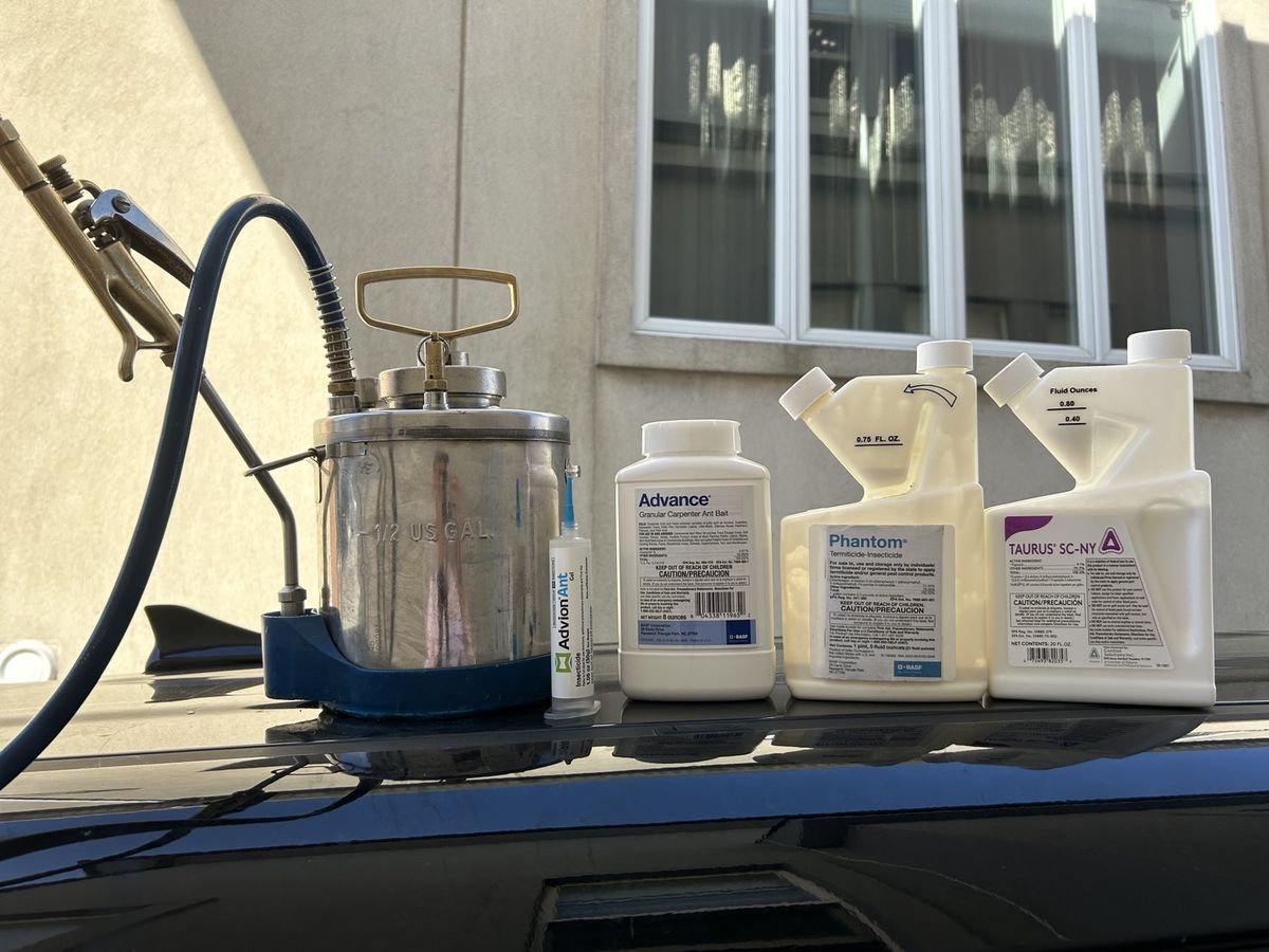 Stainless compressed-air sprayer with professional pest control products